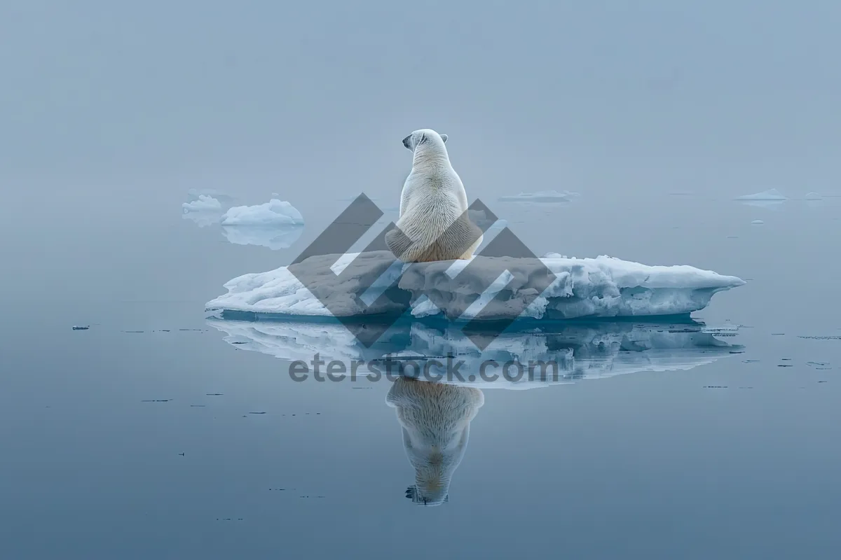 Picture of Arctic Gull Flying Over Icy Ocean Waters