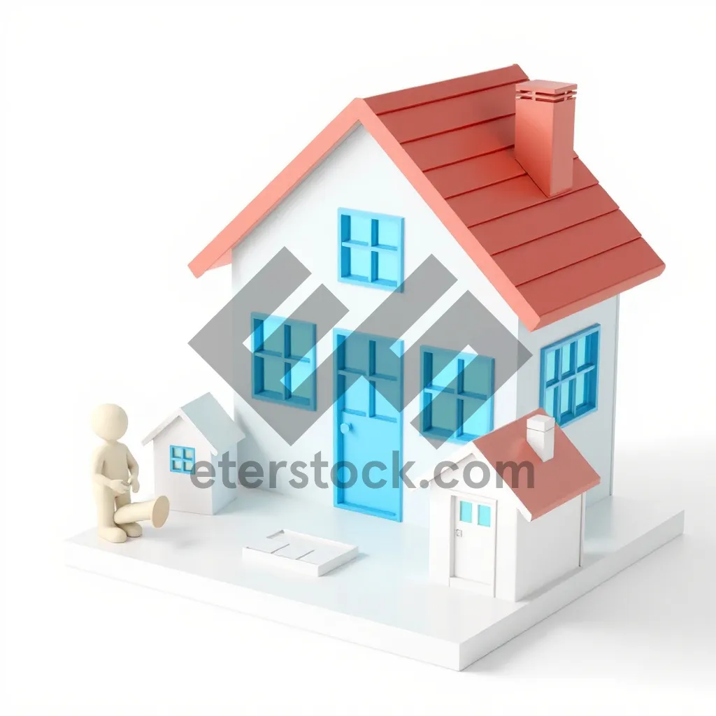 Picture of 3D Residential Real Estate Building Icon