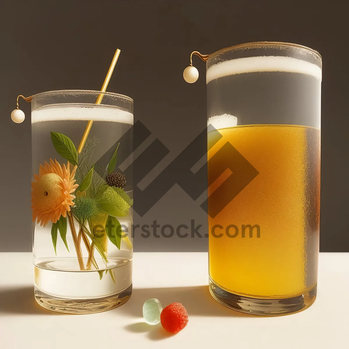 Picture of Refreshing Golden Fruit Beverage with Bubbles
