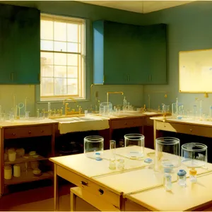 Modern classroom interior with stylish furniture