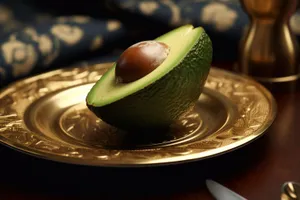 Fresh avocado and fruit salad on plate