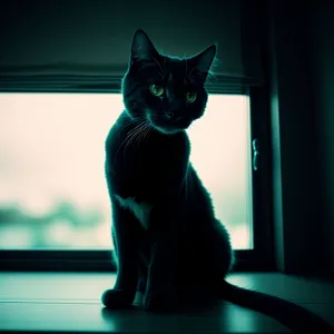 Adorable Black Kitty with Big, Expressive Eyes