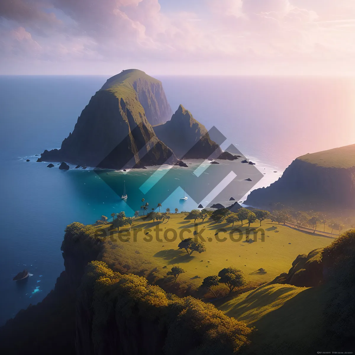 Picture of Sunset Serenity: Coastal Beauty Overlooking the Bay