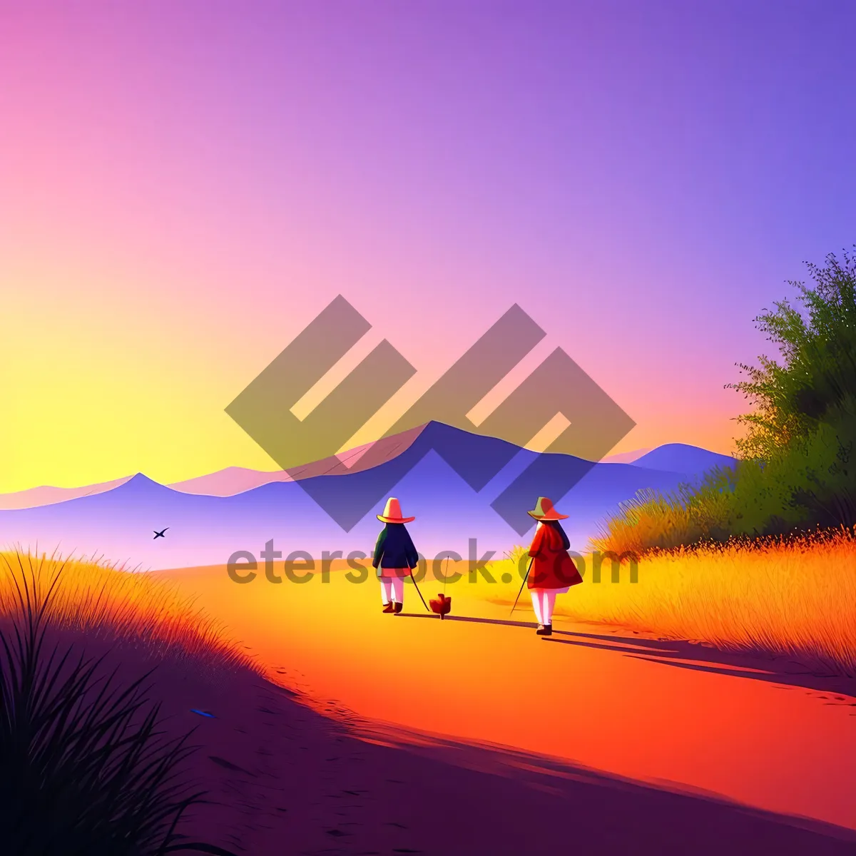 Picture of Dunes at Sunset: Serene Horizon Embracing Vibrant Nature