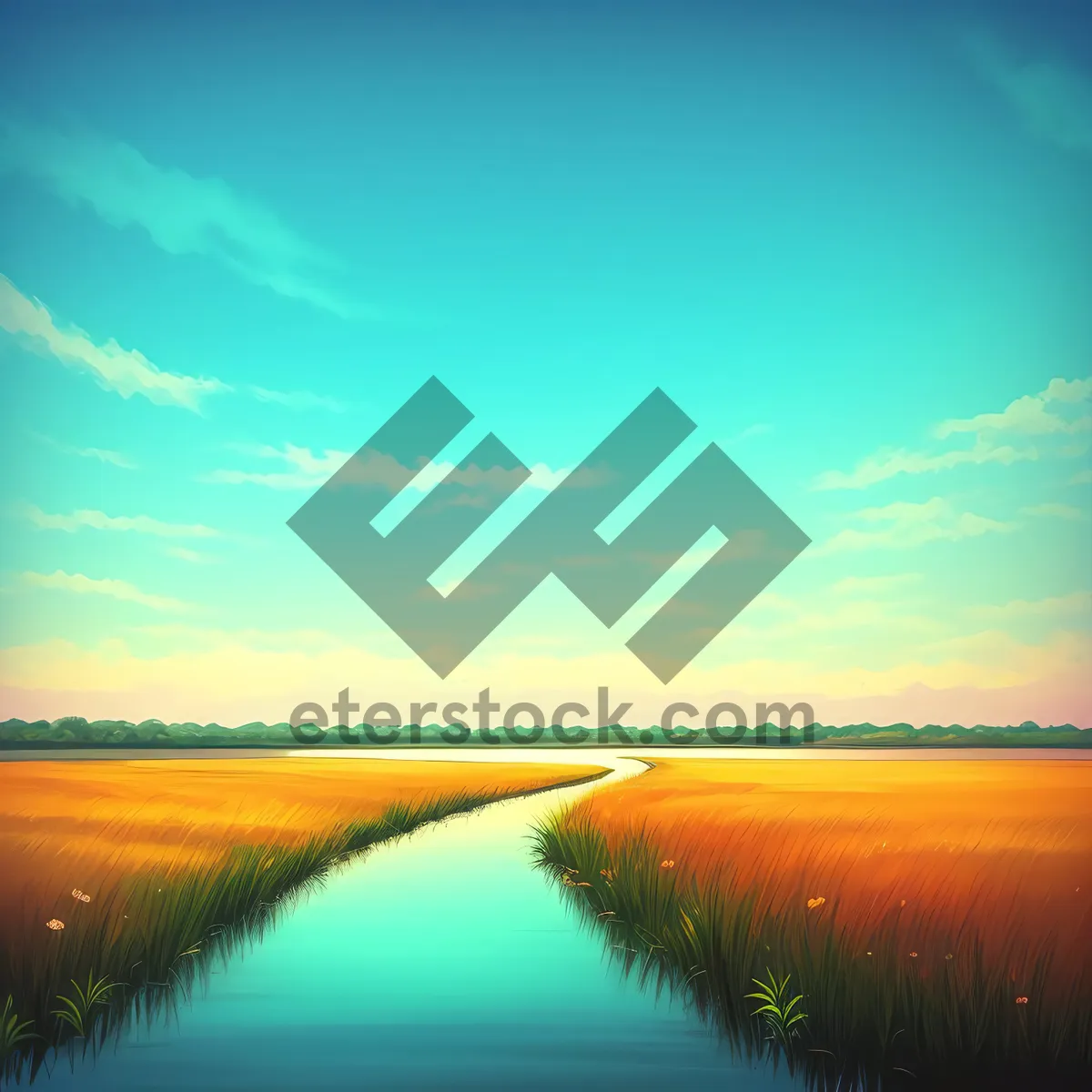 Picture of Serenity at Sunset: Tranquil Waters Reflecting the Glowing Sky