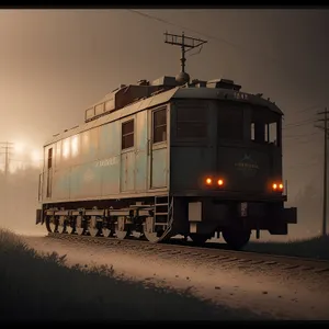 Classic Electric Locomotive on Railway Tracks