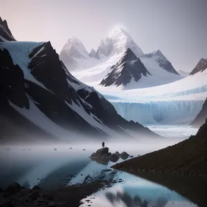 Snow-capped Glacier Peak in Majestic Mountain Landscape