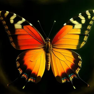 Vibrant Butterfly Wing in Orange Summer Sky