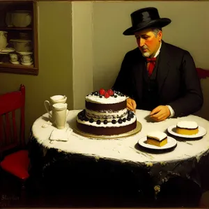 Man enjoying a meal at a restaurant table