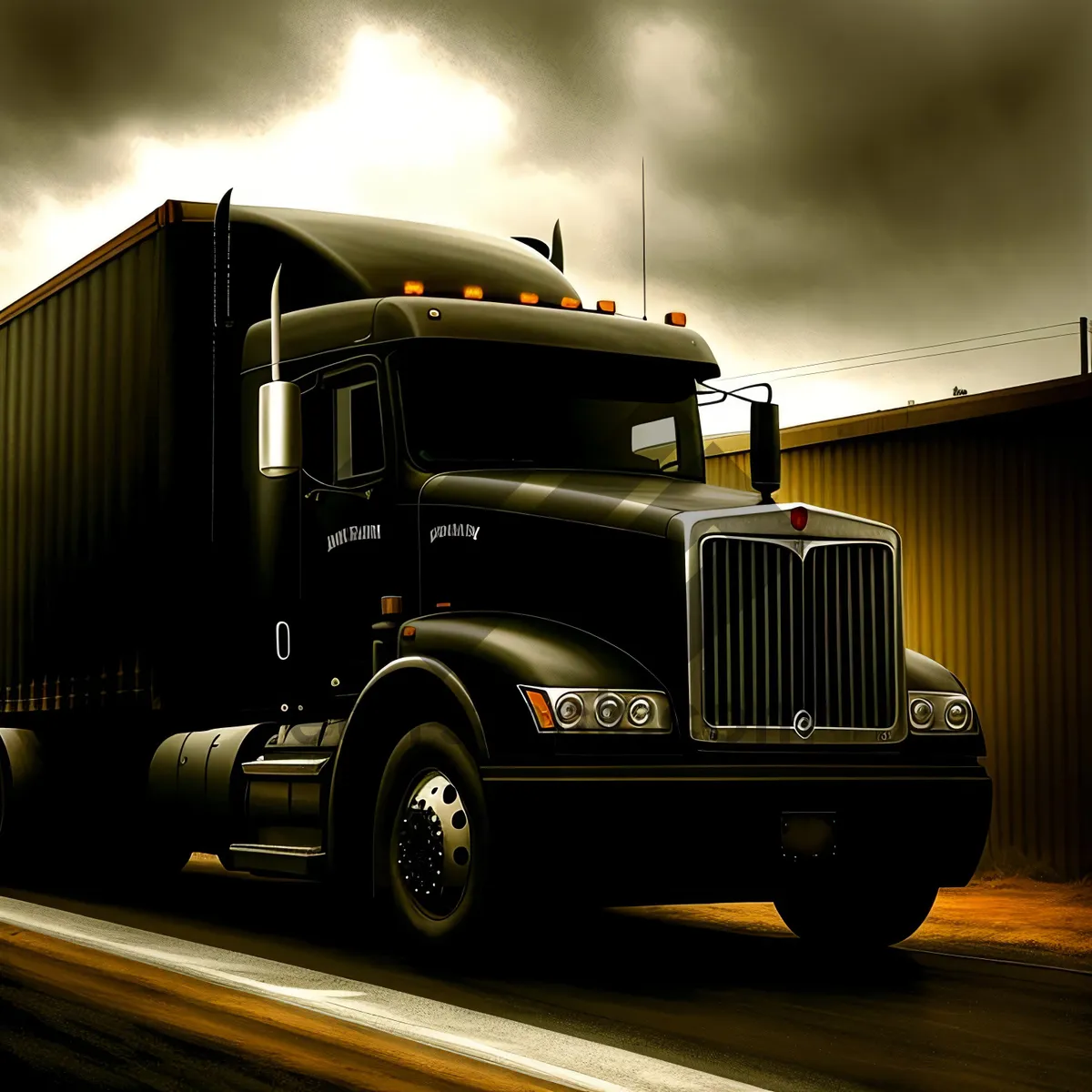 Picture of Freight Transport on Highway - Cargo Trailer Truck