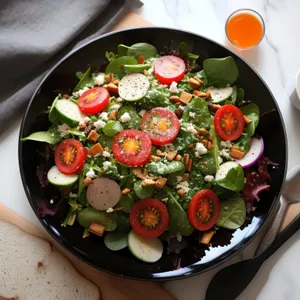 Delicious Gourmet Salad with Fresh Vegetables and Cheese