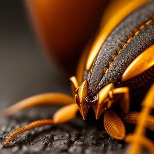 Vibrant Yellow Beetle and Flower Closeup