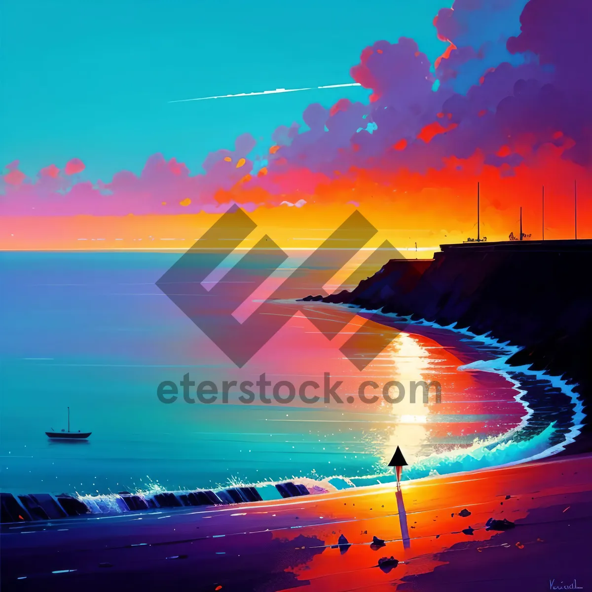 Picture of Majestic Sunset Over Serene Beach