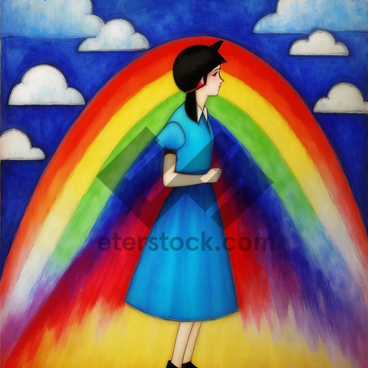 Picture of Colorful Umbrella Art: Pencils Creating Vibrant Canopy