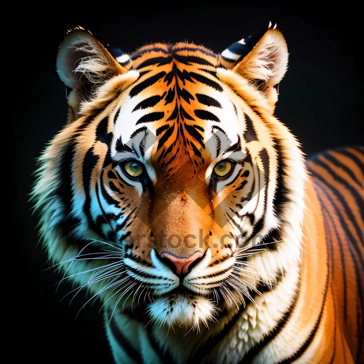 Picture of Fierce Striped Tiger Cat Stalking in Jungle