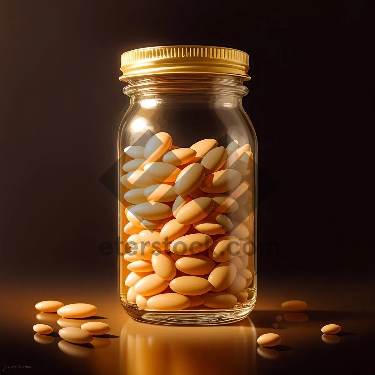 Picture of Healthy Glass Medicine Jar with Sweet Snacks