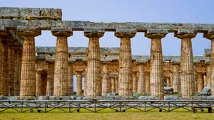 Ancient Roman Triumphal Arch in Ruins with Columns