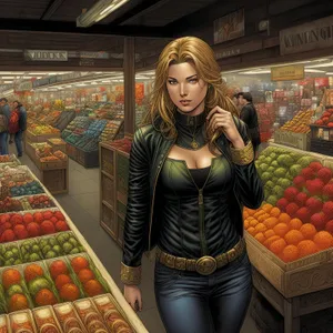 Happy person shopping for fruit at the supermarket.