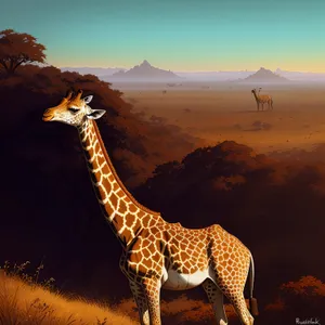 Majestic Giraffe Gracefully Roaming in the Wilderness