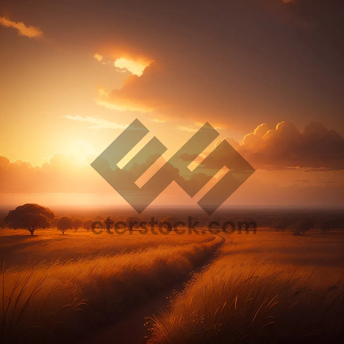 Picture of Vibrant Sunset Over Rural Meadow