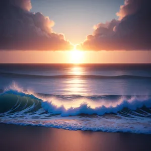Serene Sunset Over Ocean Waves