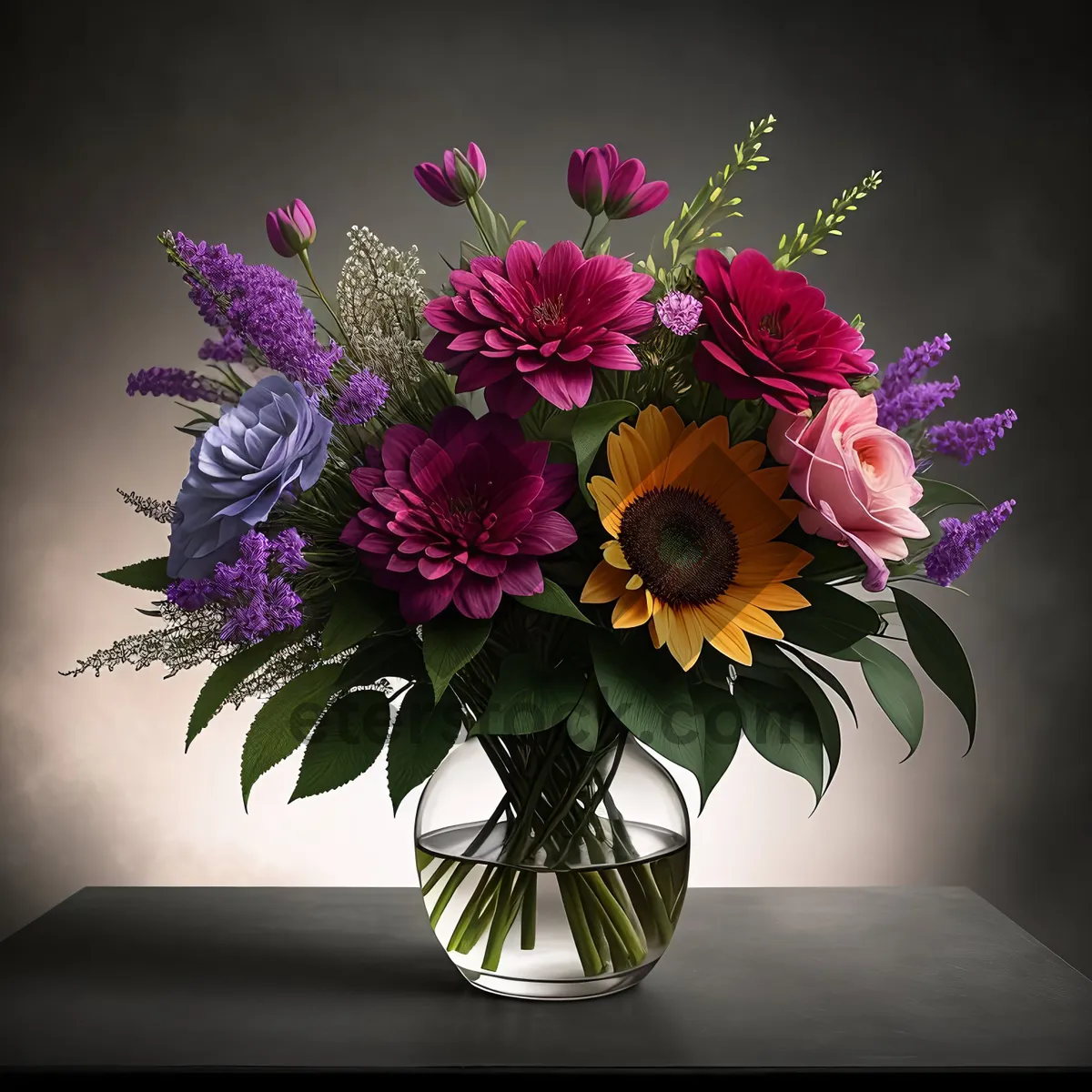 Picture of Colorful Spring Flower Bouquet in Vase