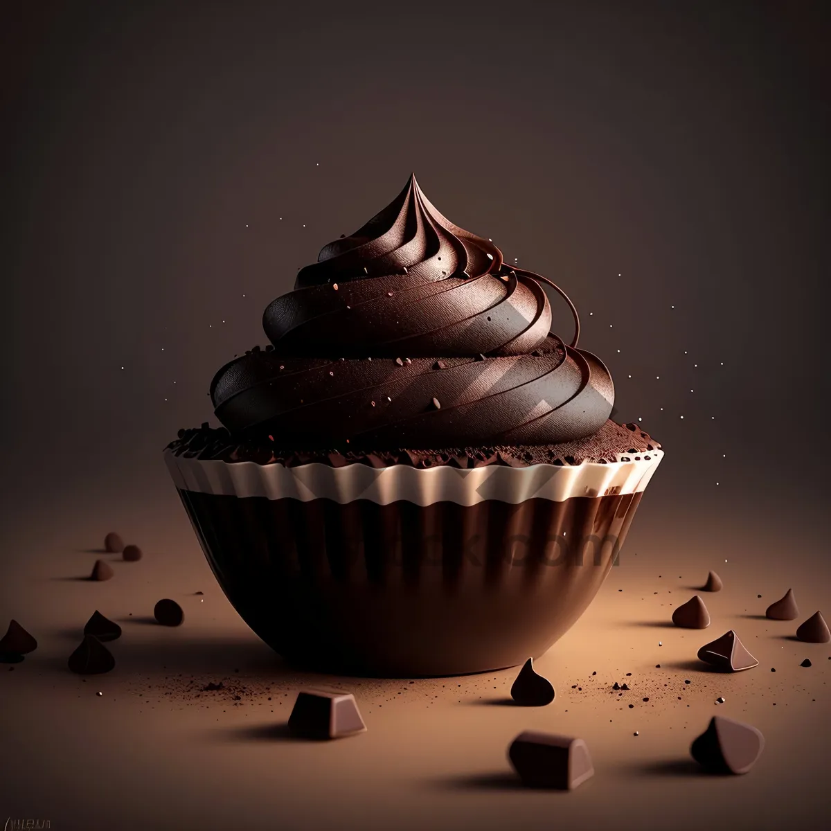 Picture of Delicious Birthday Cupcake with Chocolate Icing