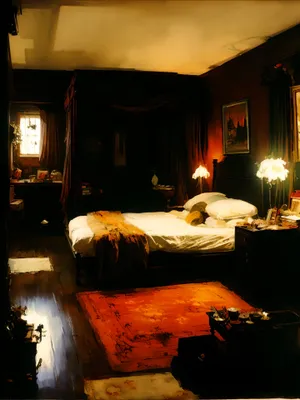 Elegant Wood & Velvet Four-Poster Bed in Luxurious Bedroom