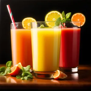 Healthy fresh fruit juice in a glass with ice