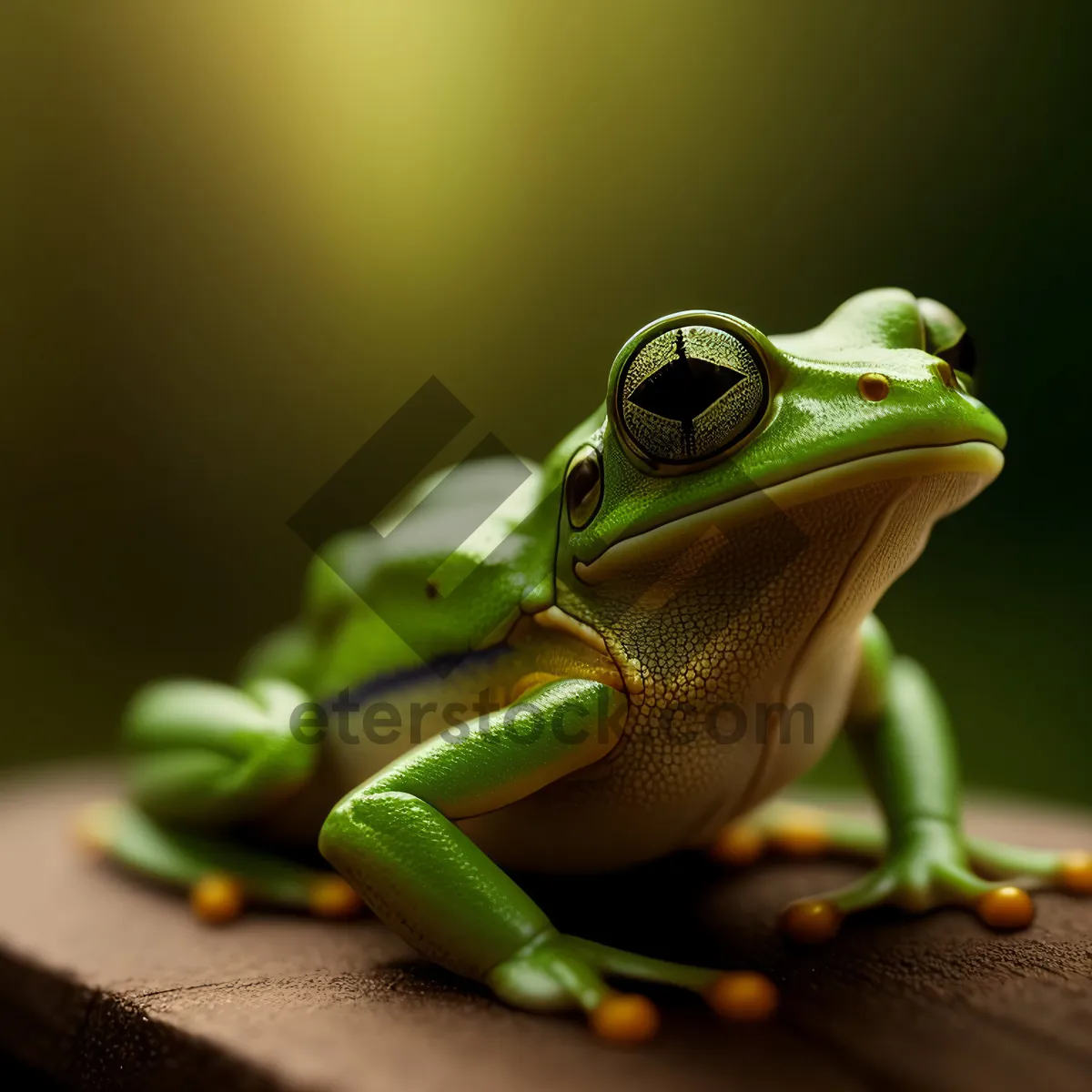 Picture of Eccentric Eyed Tree Frog Peeping Through Leaves