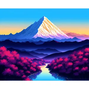 Japanese Summer Sunset: Majestic Mountain Landscape