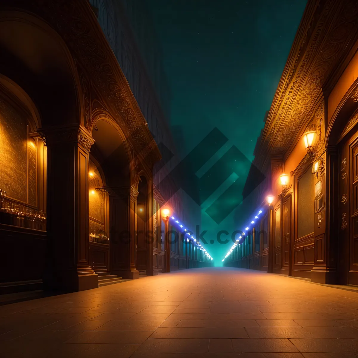 Picture of Nighttime Urban Tunnel Illuminated by City Lights