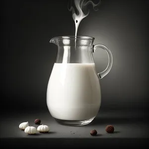 Milk-filled Glass Bottle with Refreshing Fluid