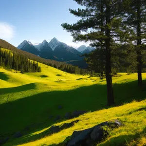 Majestic Mountain Range Amidst Lush Greenery