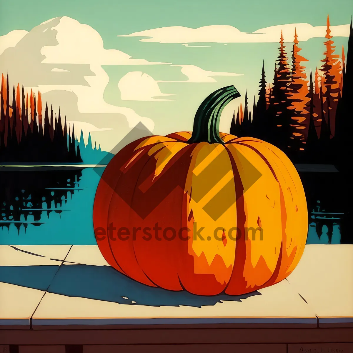 Picture of Festive Pumpkin Lantern for Autumn Holiday Decor