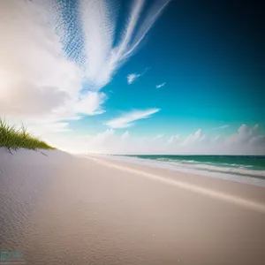 Serene Coastal Sunset over Sparkling Ocean