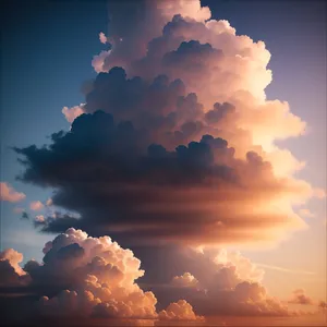 Sunset Sky with Bright Sun and Beautiful Clouds