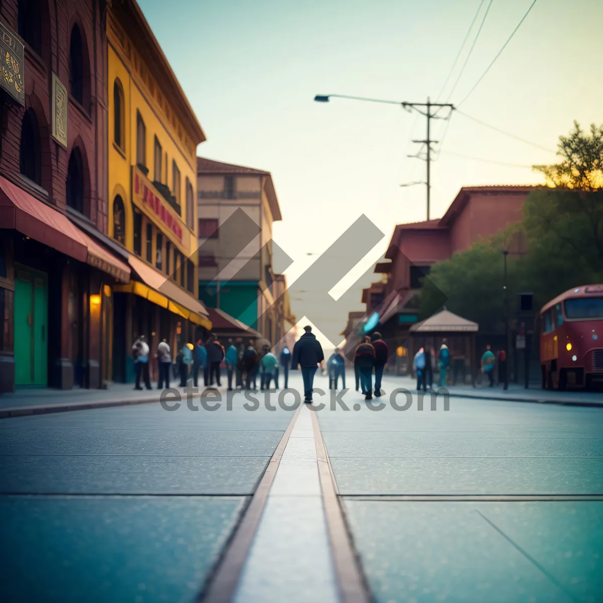 Picture of Vibrant cityscape with bustling streets and towering buildings.