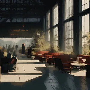 Modern Interior Hall with Wood Furniture