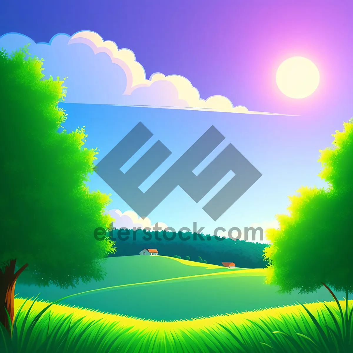 Picture of Serene Summer Meadow Under Sunny Sky