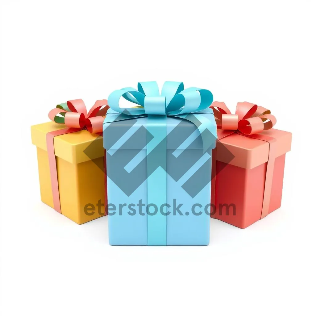 Picture of Festive 3D Gift Box with Ribbon and Bow