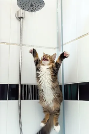 Adorable kitten resting on windowsill sill.