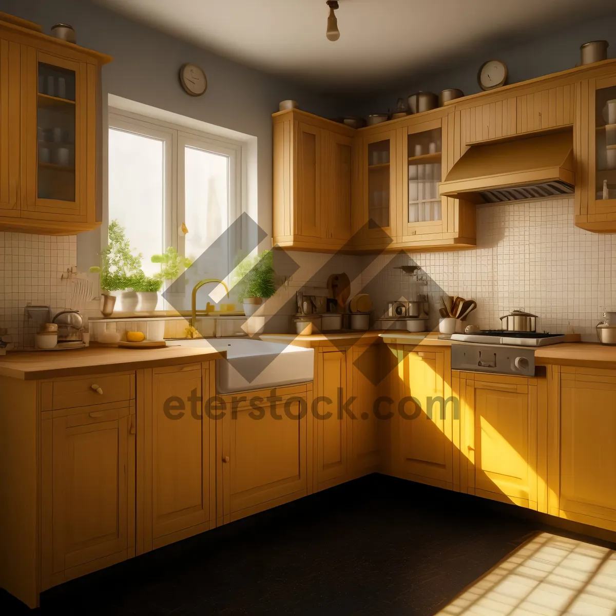 Picture of Modern Kitchen Interior Design with Luxury Wood Furniture