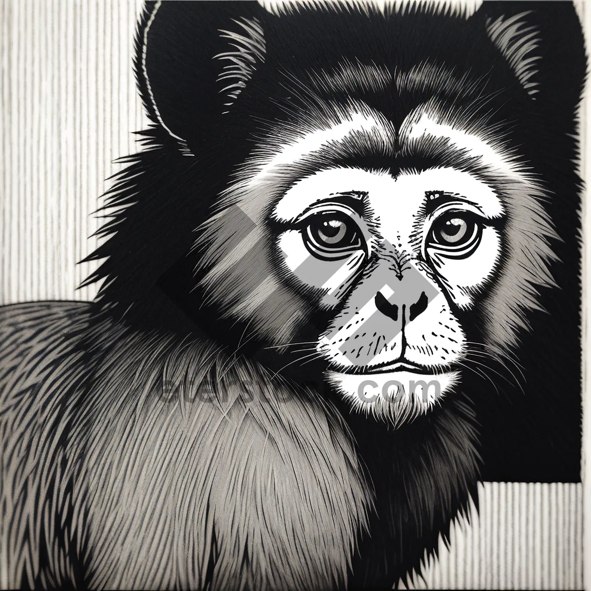 Picture of Primate Monkey Gibbon Ape Face Black