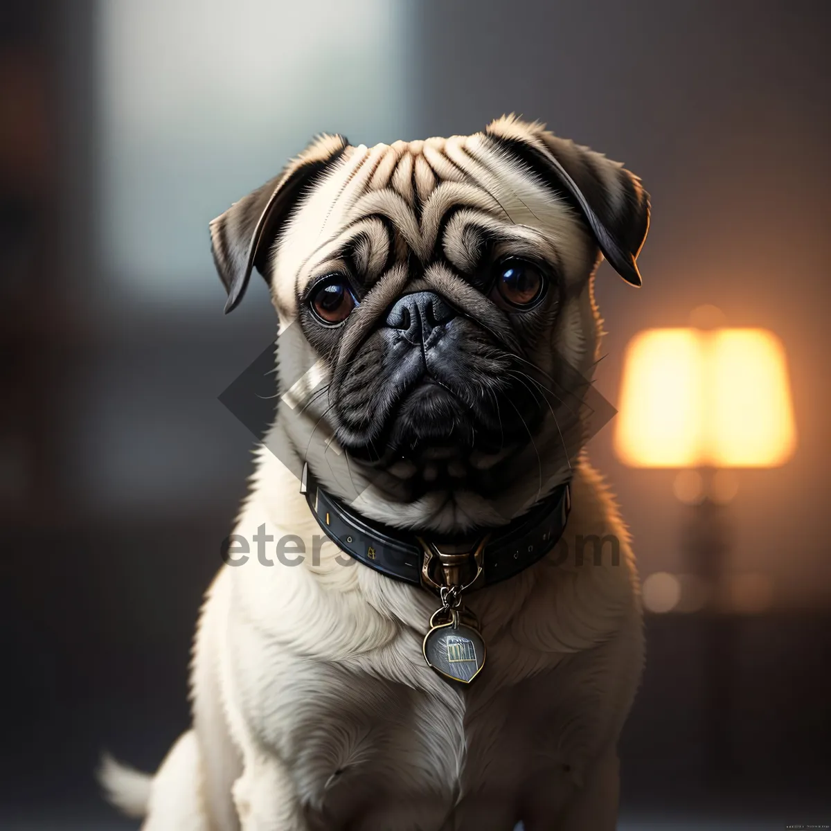 Picture of Cute Pug Puppy - Adorable Purebred Doggy Sitting