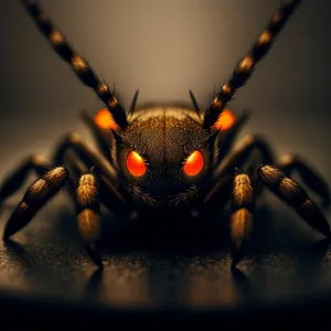 Black Widow Arachnid with Piercing Black Eyes