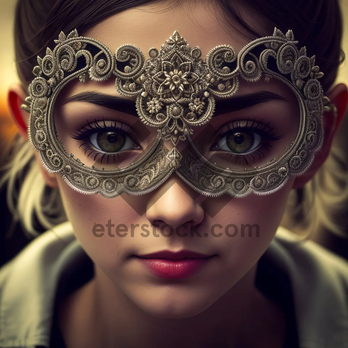 Picture of Sultry Eyes: Sensuous Venetian Mask Fashion Portrait