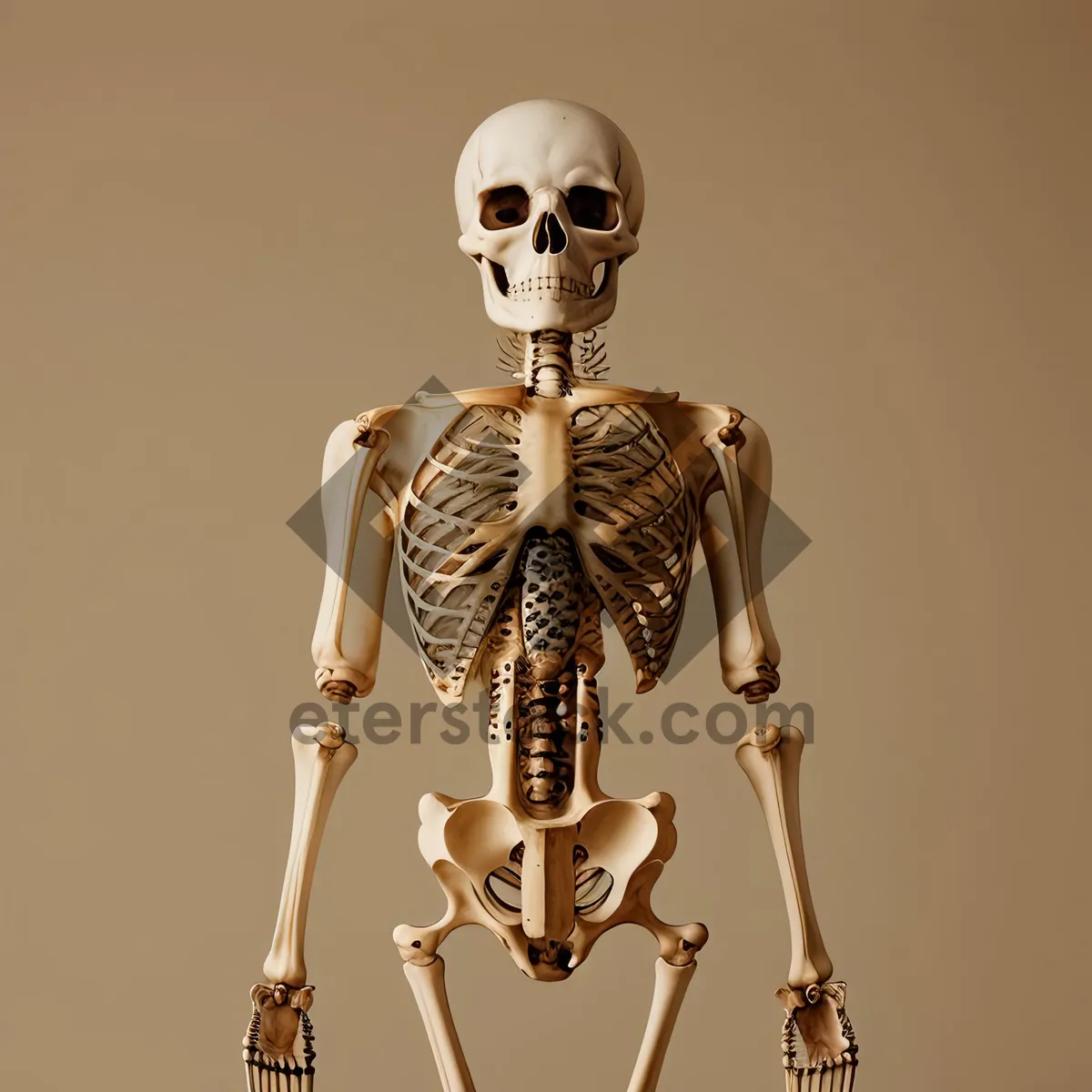 Picture of Skeletal Anatomy: Human Skull and Spine