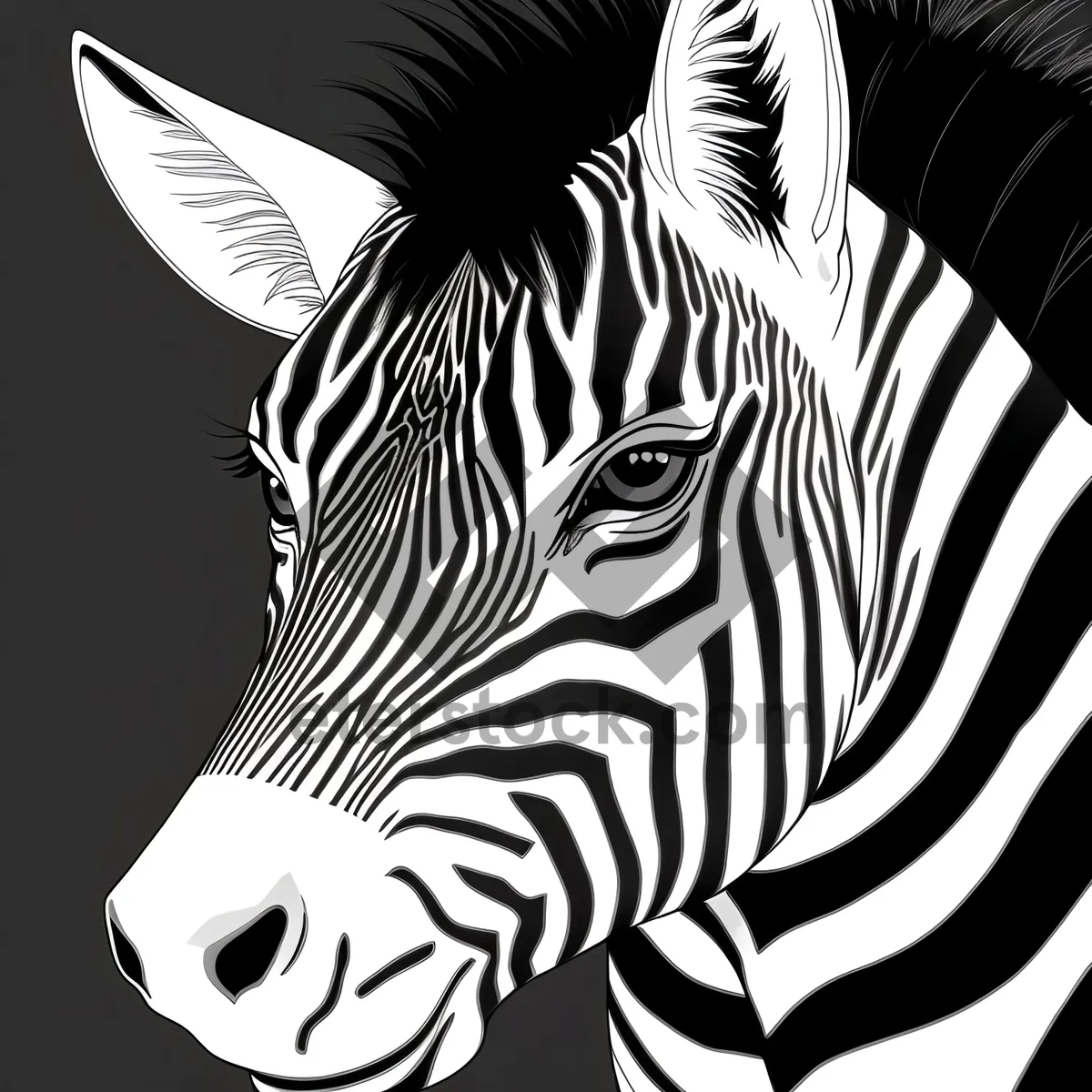 Picture of Striped Zebra Grazing in the Wild