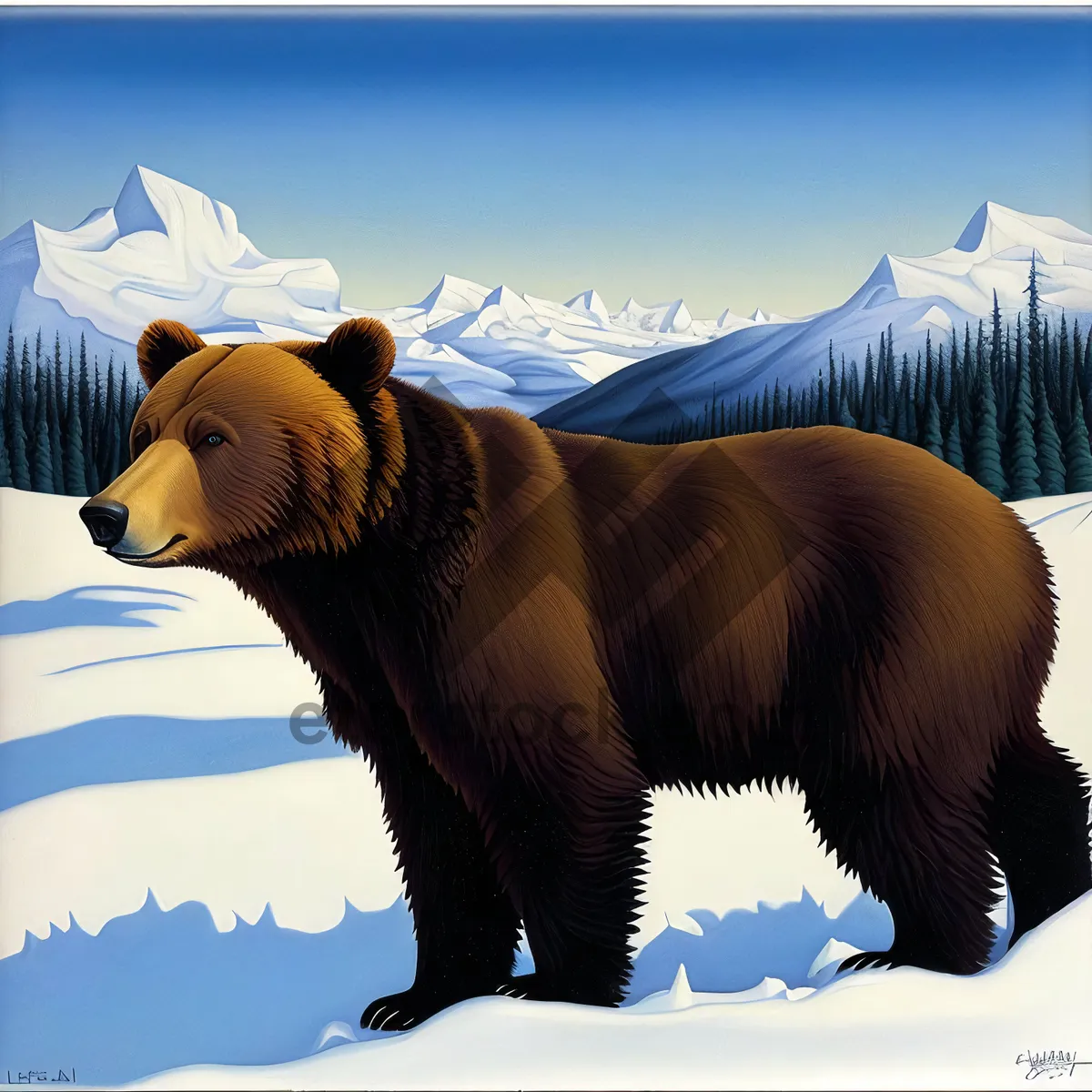 Picture of Majestic Arctic Brown Bear Roaming Wild